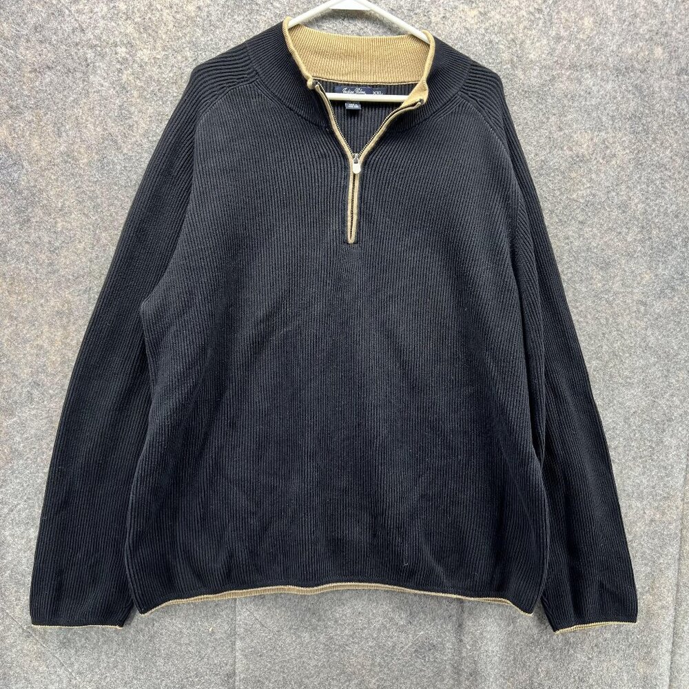 Indigo Palms Sweater Men XXL Adult Black 1/4 Zip Sweatshirt Pullover Cotton Knit
